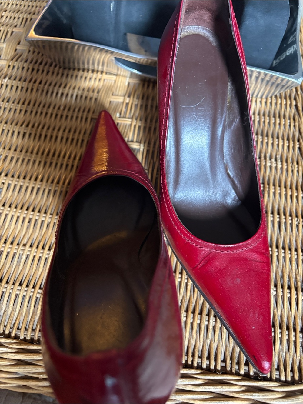 Donald J. Pliner Red Pointed-Toe Leather Pumps